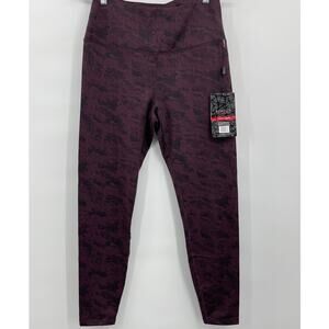 Spyder Active Dark Burgundy Black Pattern Print Leggings Pants Large NEW